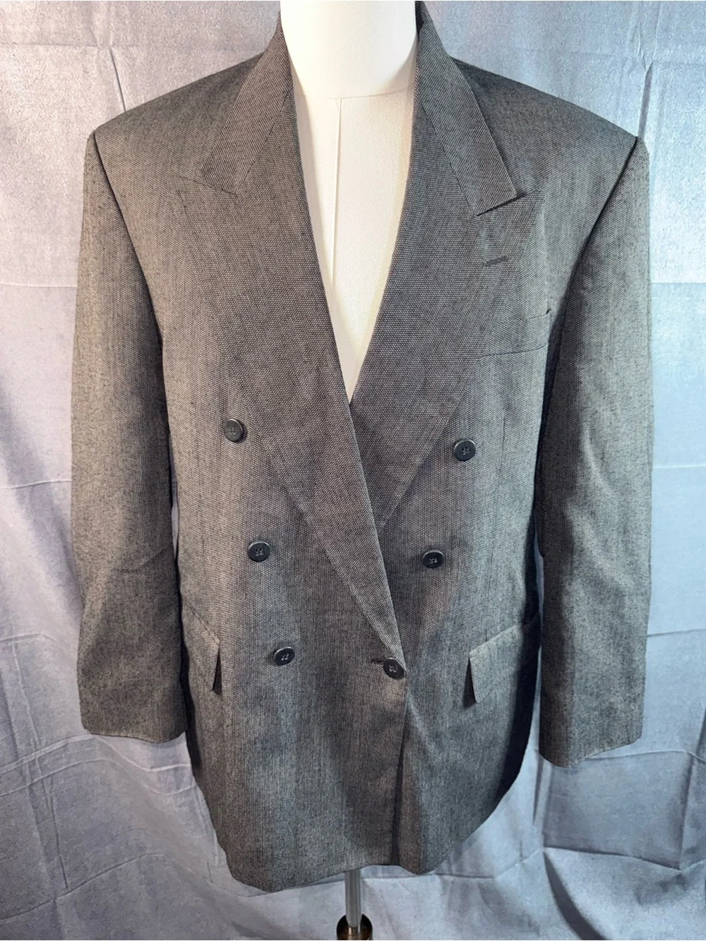 2257-Vintage Haggar Double-Breasted Charcoal Gray Blazer